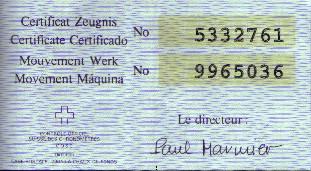 Mido COSC Certificate